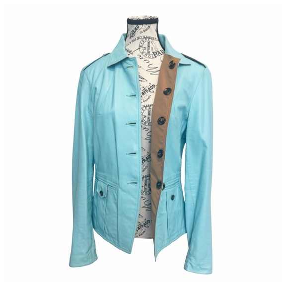 Source Unknown Women’s Aqua Leather Jacket - Picture 11 of 11